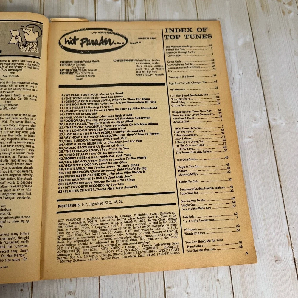Hit Parader Magazine March 1967 Rolling Stones Dylan Elvis Charlton Music